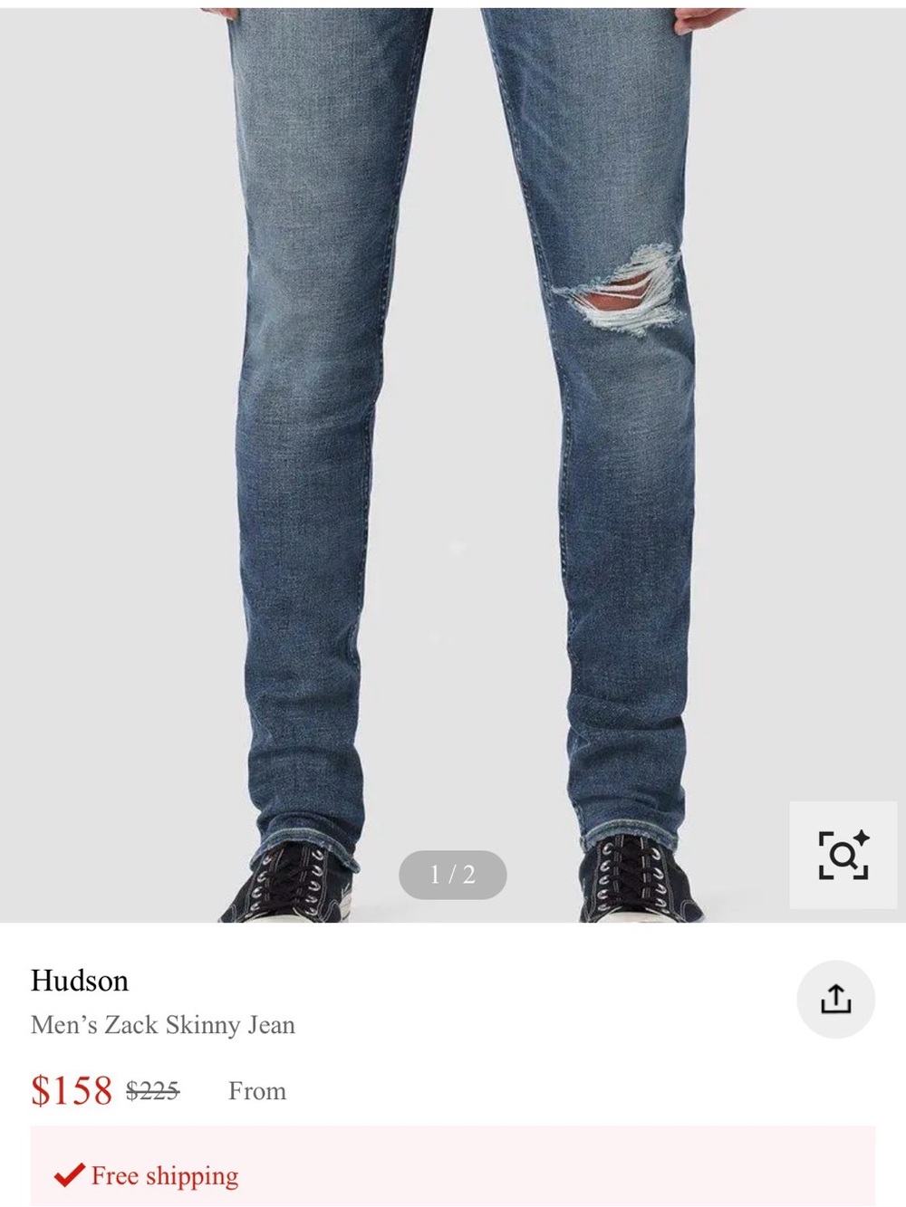 Hudson Jeans Zack Skinny in Classic Blue Denim 38x34